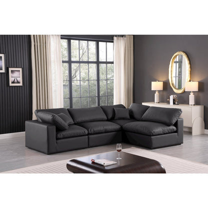 Comfy Black Vegan Leather Modular Sectional
