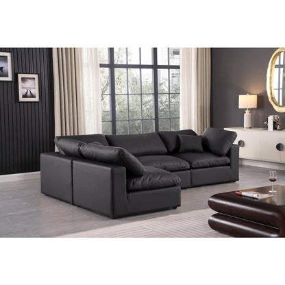 Comfy Black Vegan Leather Modular Sectional