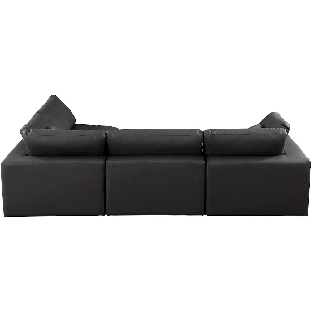 Comfy Black Vegan Leather Modular Sectional