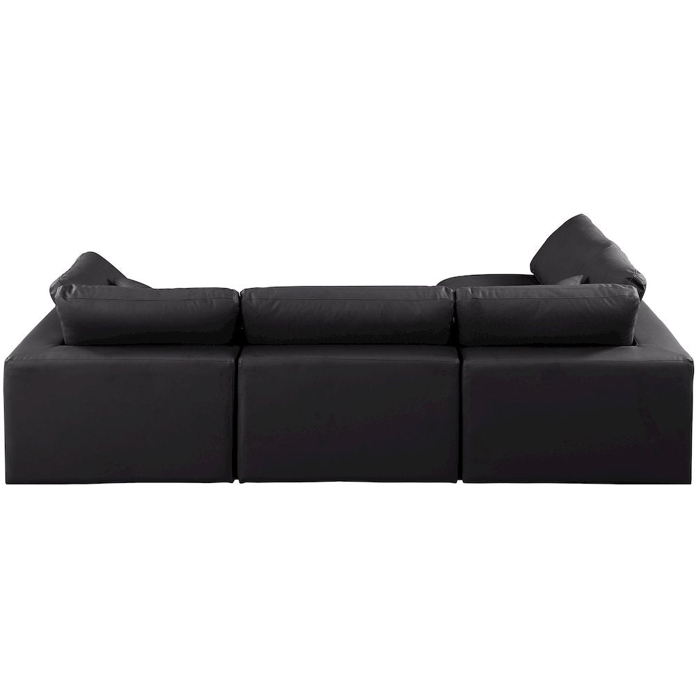 Comfy Black Vegan Leather Modular Sectional