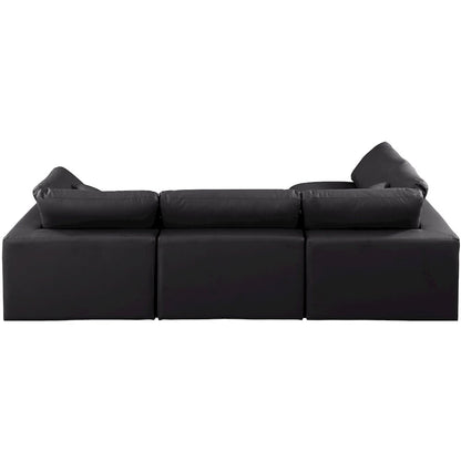Comfy Black Vegan Leather Modular Sectional