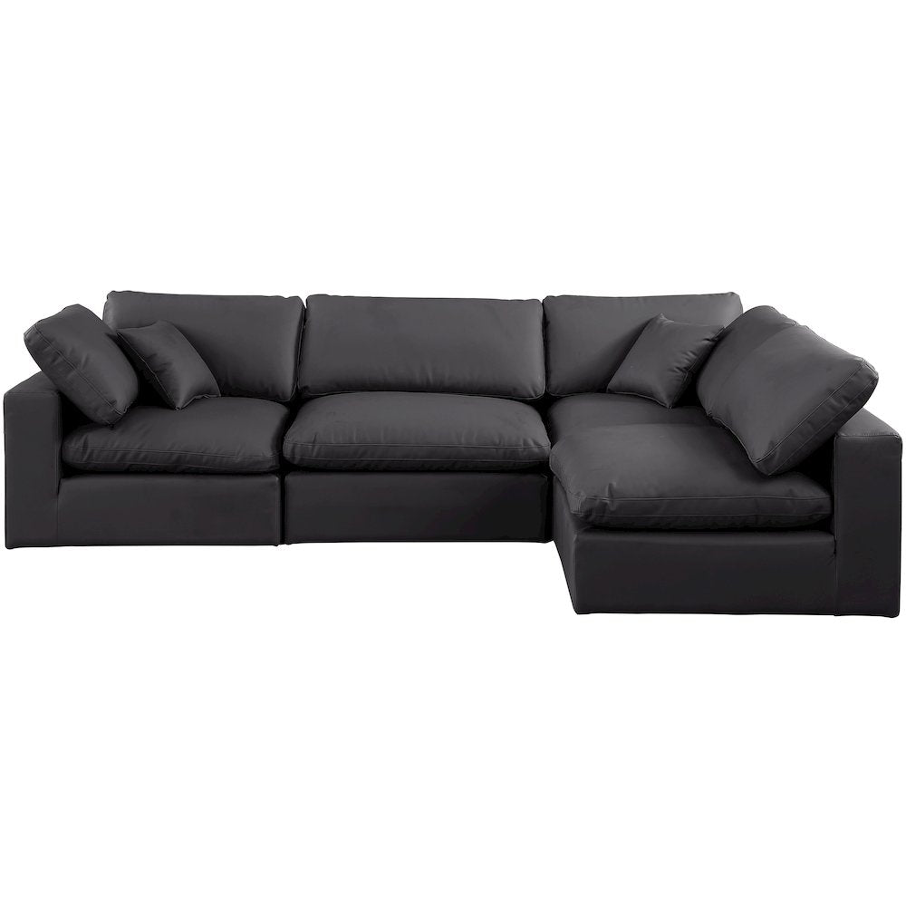Comfy Black Vegan Leather Modular Sectional