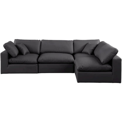 Comfy Black Vegan Leather Modular Sectional