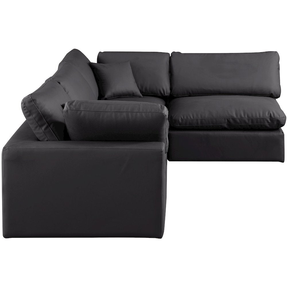 Comfy Black Vegan Leather Modular Sectional