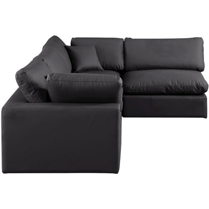 Comfy Black Vegan Leather Modular Sectional