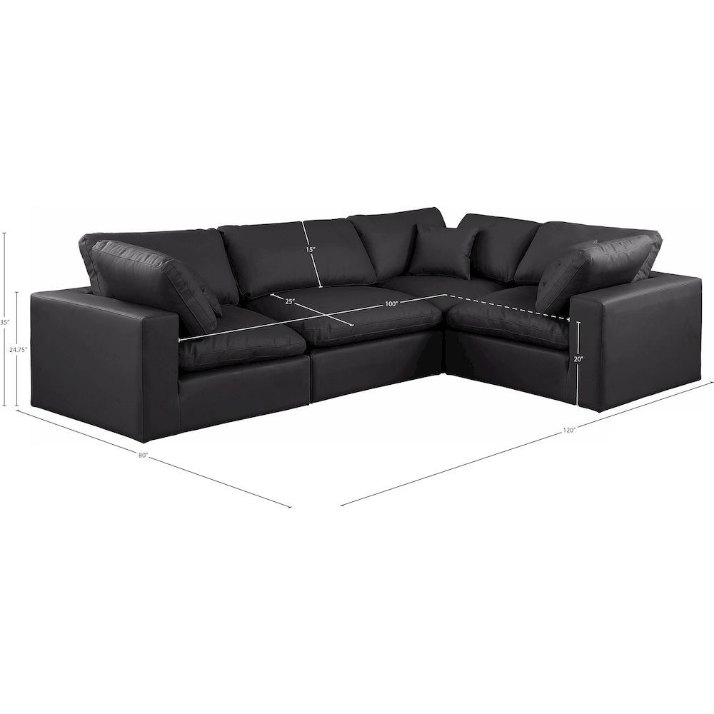 Comfy Black Vegan Leather Modular Sectional