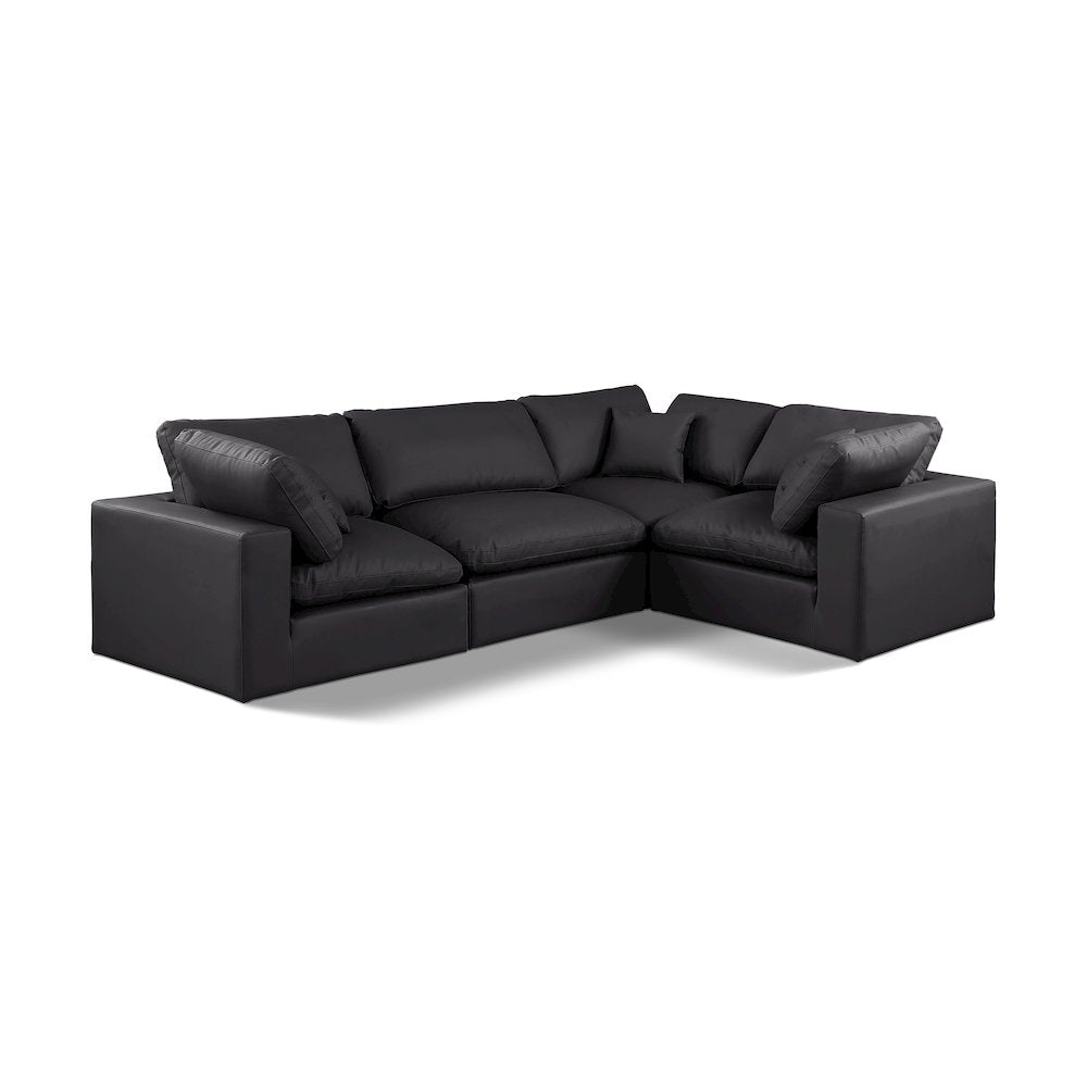 Comfy Black Vegan Leather Modular Sectional