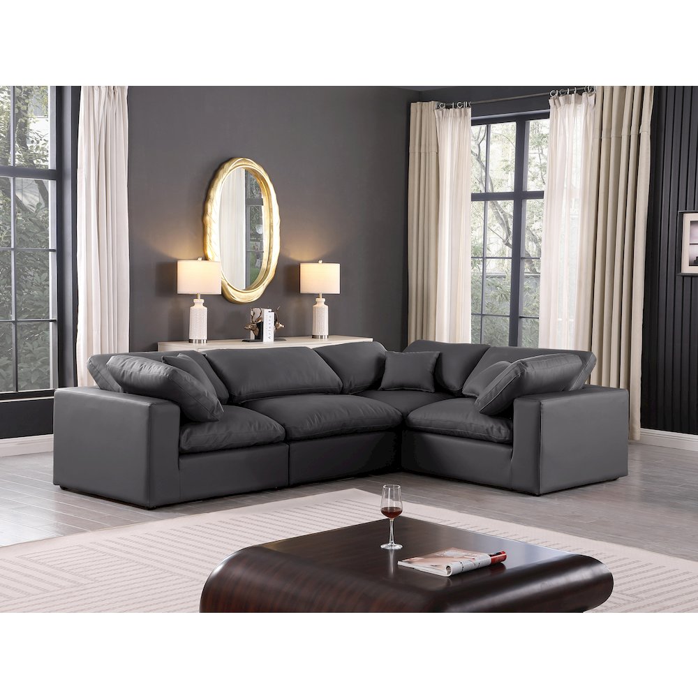 Comfy Black Vegan Leather Modular Sectional