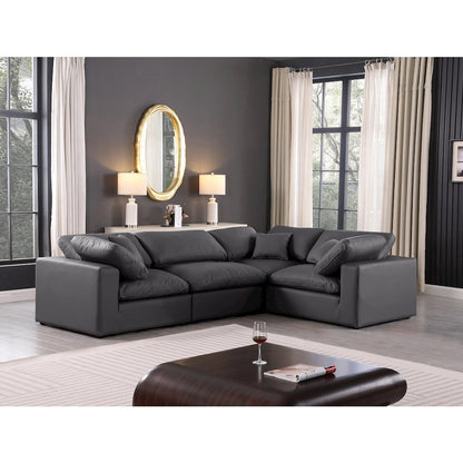 Comfy Black Vegan Leather Modular Sectional