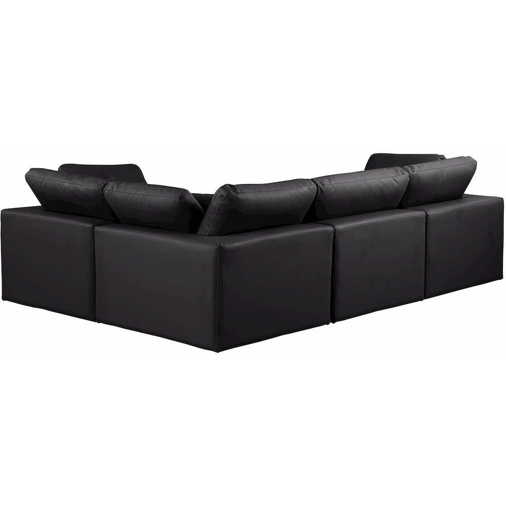 Comfy Black Vegan Leather Modular Sectional