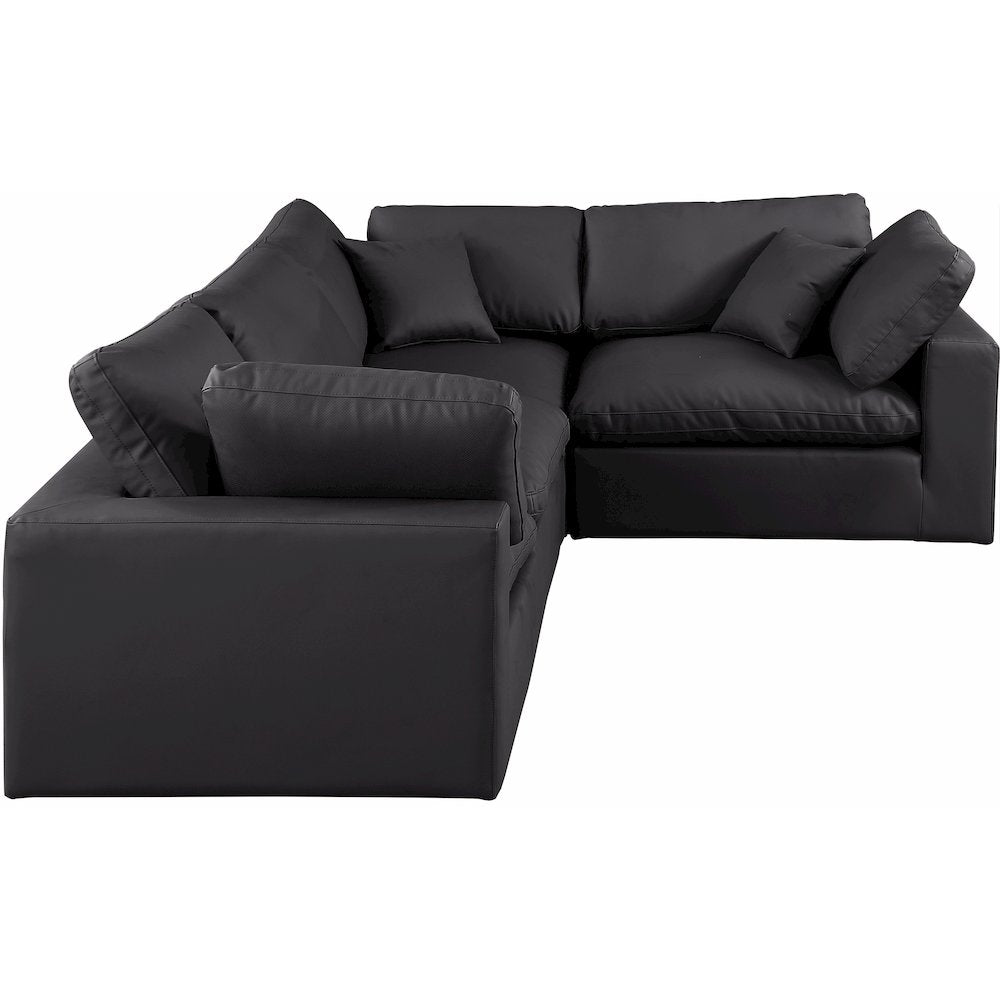 Comfy Black Vegan Leather Modular Sectional