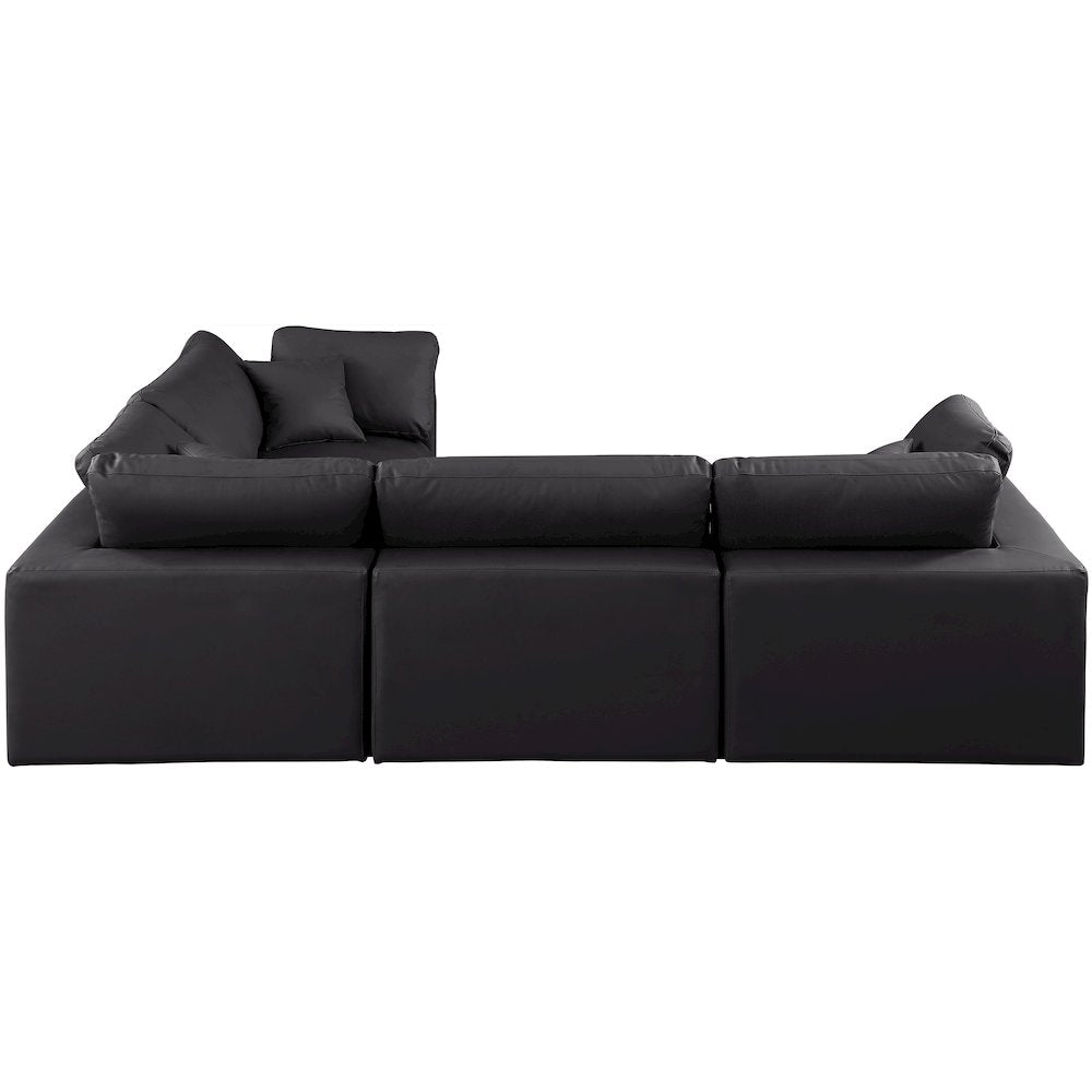 Comfy Black Vegan Leather Modular Sectional