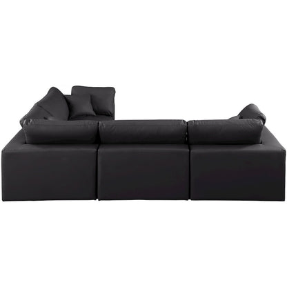 Comfy Black Vegan Leather Modular Sectional