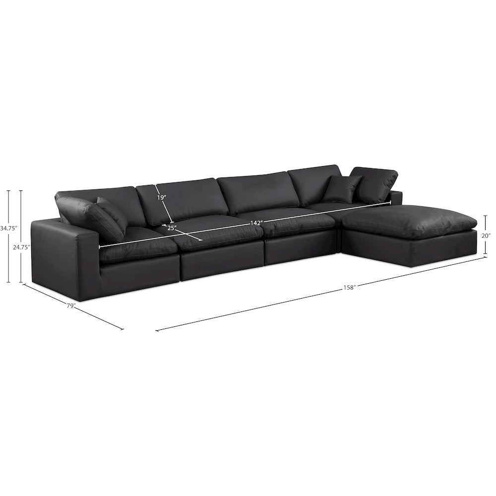 Comfy Black Vegan Leather Modular Sectional