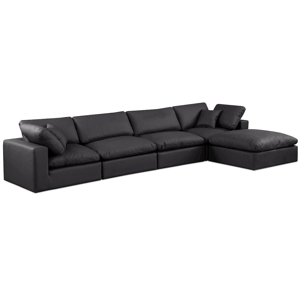Comfy Black Vegan Leather Modular Sectional