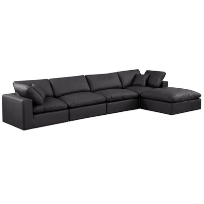 Comfy Black Vegan Leather Modular Sectional