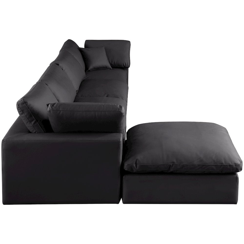 Comfy Black Vegan Leather Modular Sectional