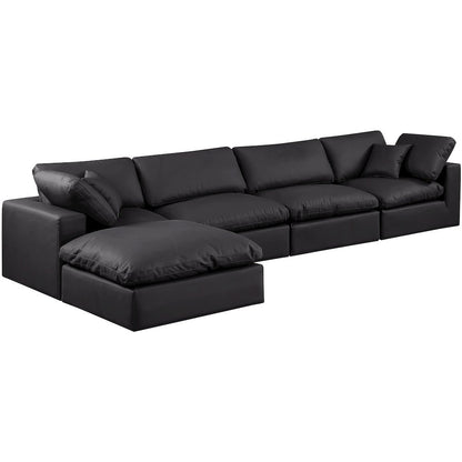 Comfy Black Vegan Leather Modular Sectional