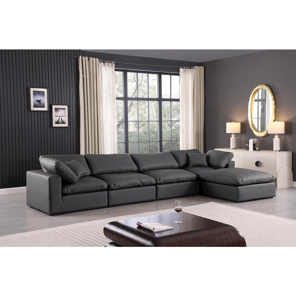 Comfy Black Vegan Leather Modular Sectional
