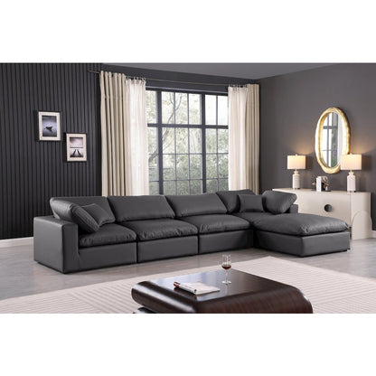 Comfy Black Vegan Leather Modular Sectional