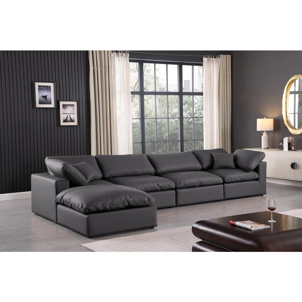 Comfy Black Vegan Leather Modular Sectional