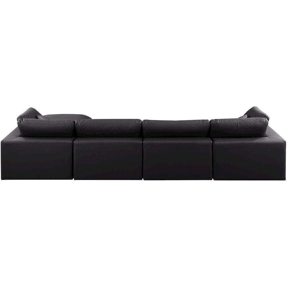Comfy Black Vegan Leather Modular Sectional