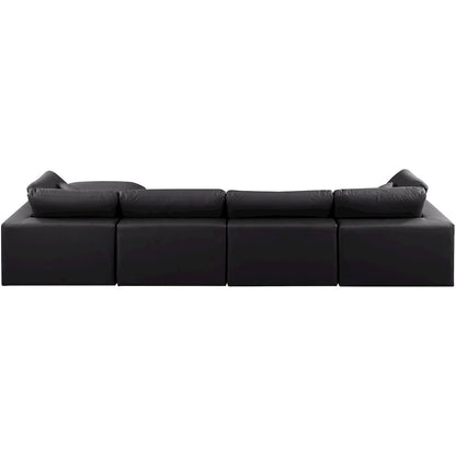 Comfy Black Vegan Leather Modular Sectional