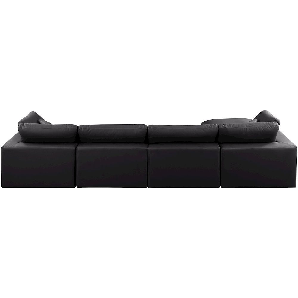 Comfy Black Vegan Leather Modular Sectional