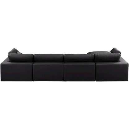 Comfy Black Vegan Leather Modular Sectional
