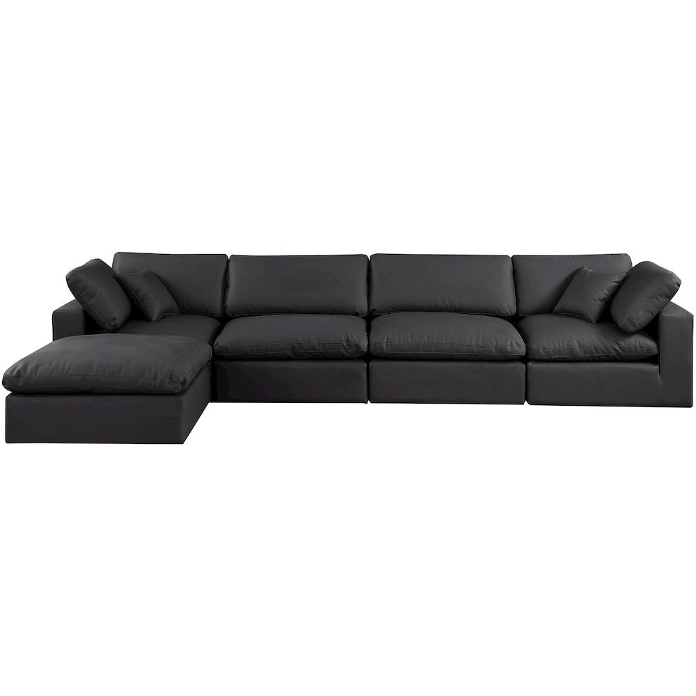 Comfy Black Vegan Leather Modular Sectional