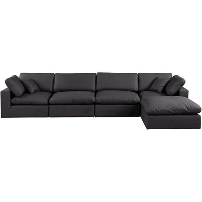 Comfy Black Vegan Leather Modular Sectional