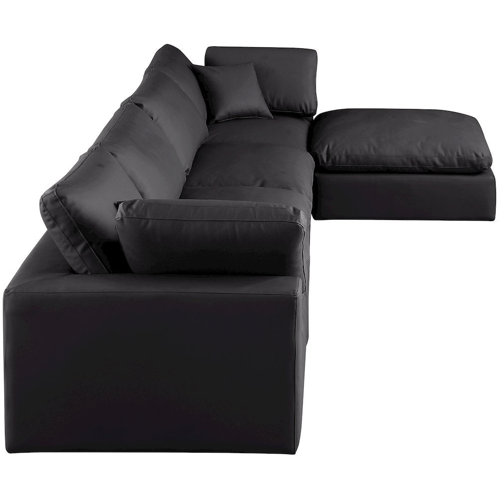 Comfy Black Vegan Leather Modular Sectional