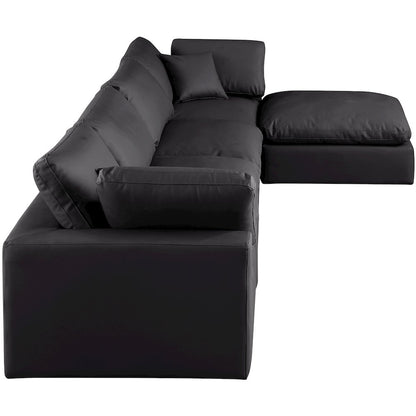 Comfy Black Vegan Leather Modular Sectional