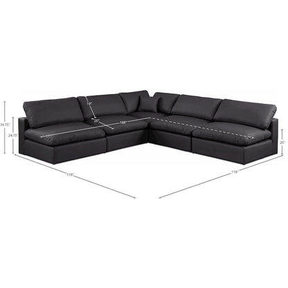 Comfy Black Vegan Leather Modular Sectional