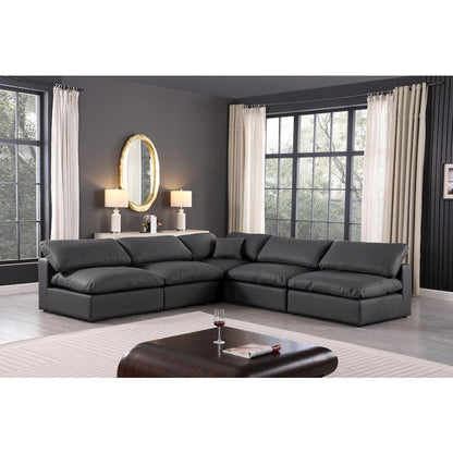 Comfy Black Vegan Leather Modular Sectional