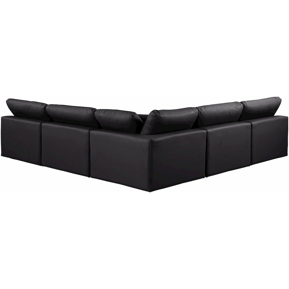 Comfy Black Vegan Leather Modular Sectional