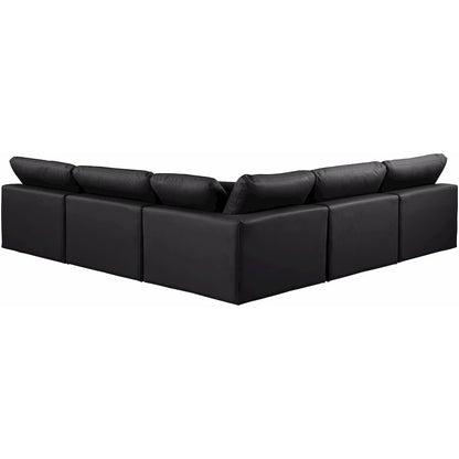Comfy Black Vegan Leather Modular Sectional