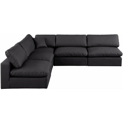 Comfy Black Vegan Leather Modular Sectional