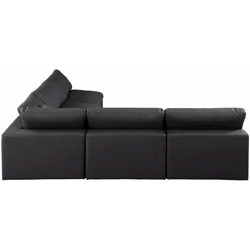 Comfy Black Vegan Leather Modular Sectional