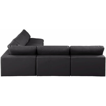 Comfy Black Vegan Leather Modular Sectional