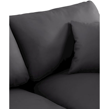 Comfy Black Vegan Leather Modular Sectional