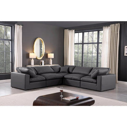 Comfy Black Vegan Leather Modular Sectional
