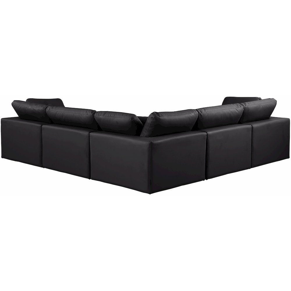 Comfy Black Vegan Leather Modular Sectional