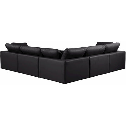 Comfy Black Vegan Leather Modular Sectional