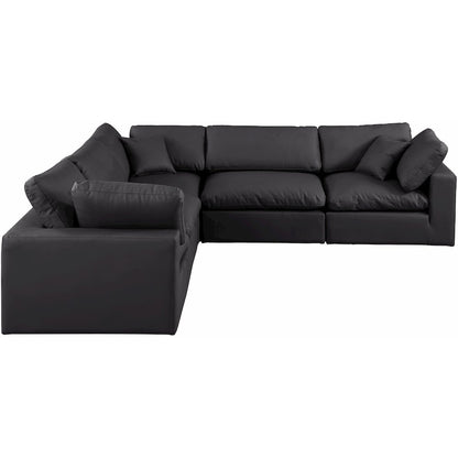 Comfy Black Vegan Leather Modular Sectional