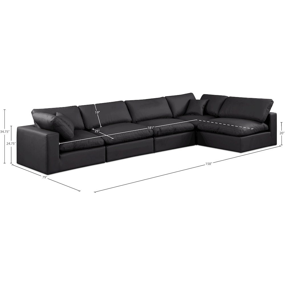 Comfy Black Vegan Leather Modular Sectional
