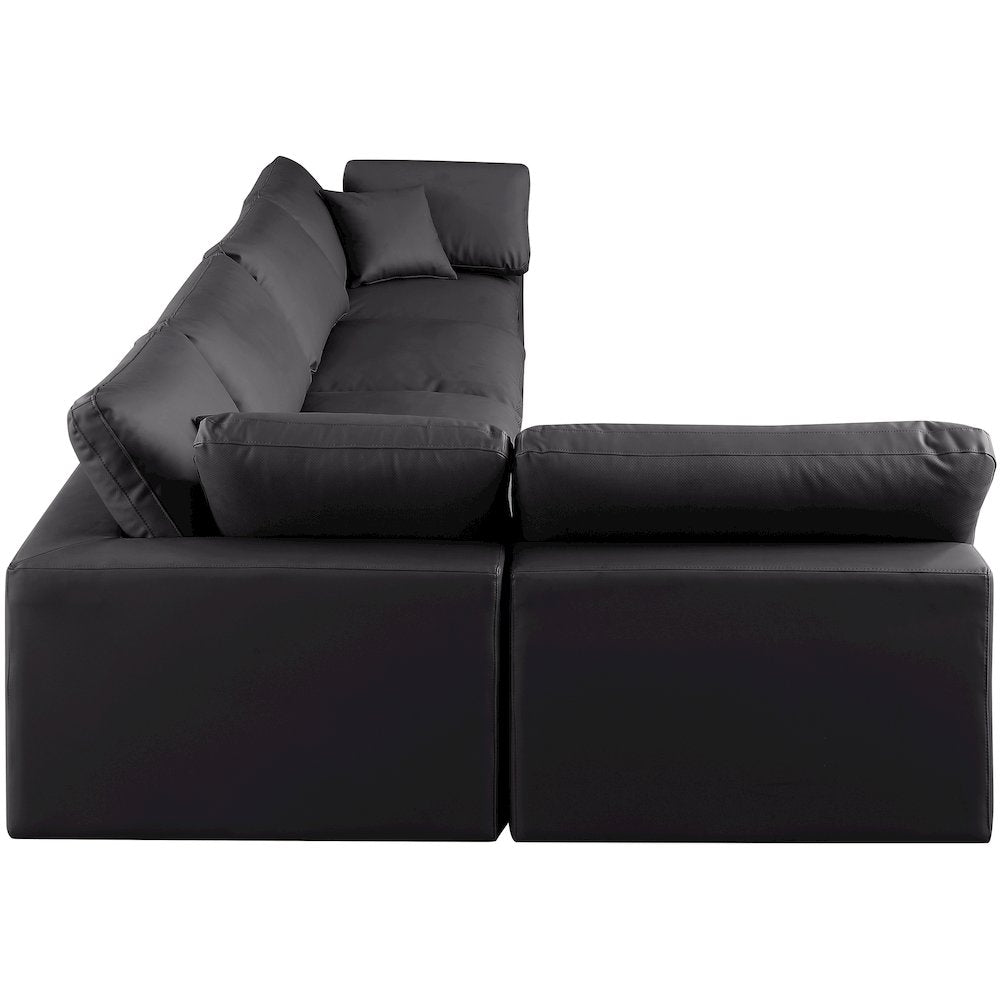 Comfy Black Vegan Leather Modular Sectional