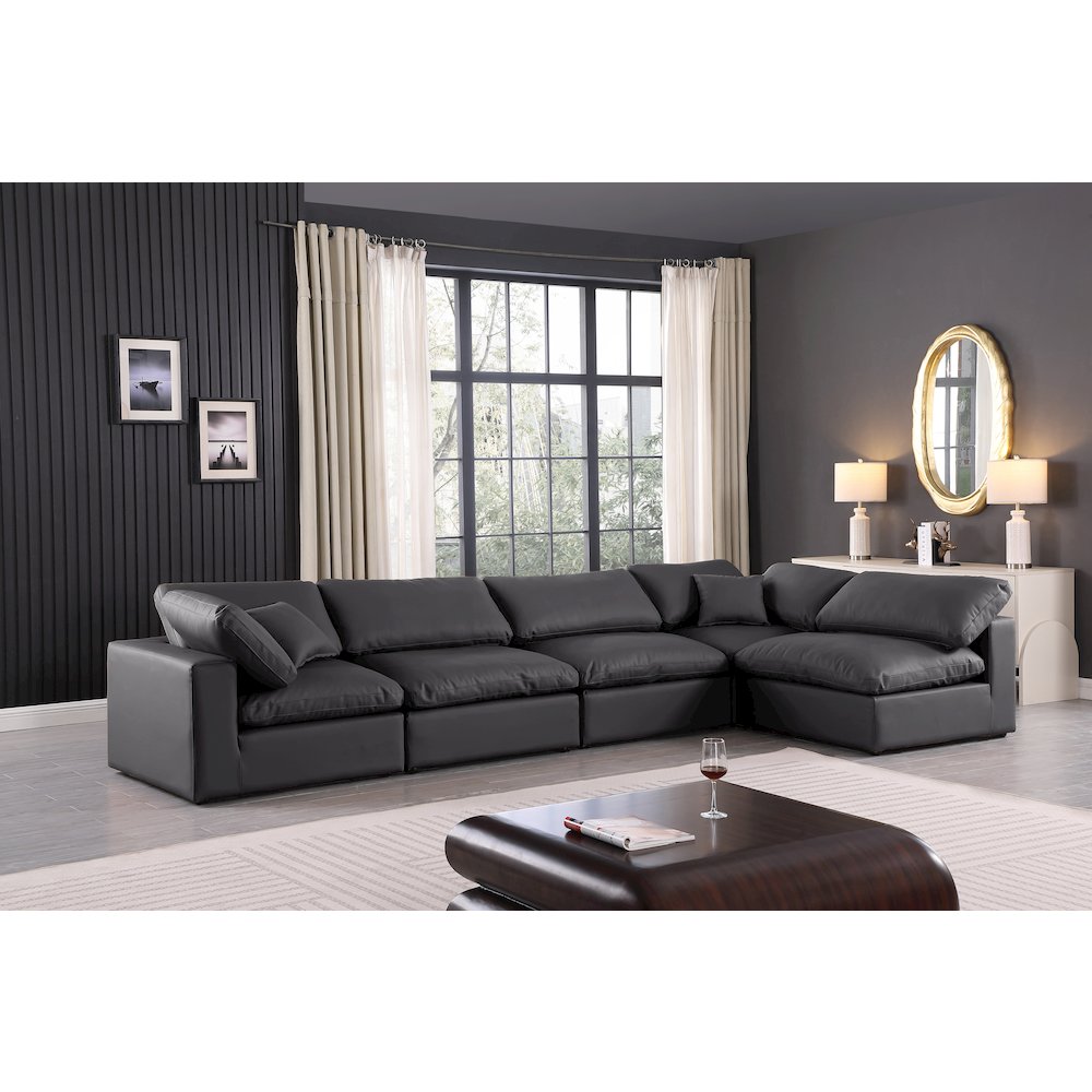 Comfy Black Vegan Leather Modular Sectional