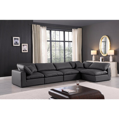 Comfy Black Vegan Leather Modular Sectional