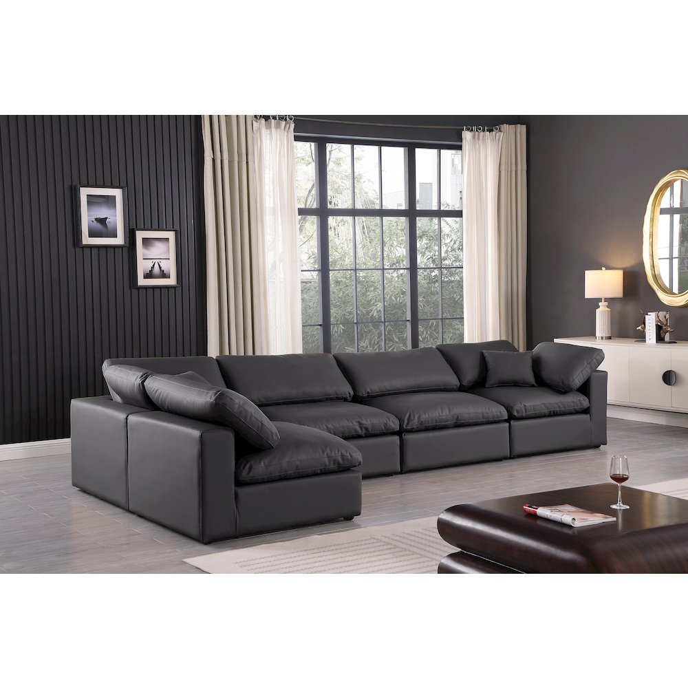 Comfy Black Vegan Leather Modular Sectional